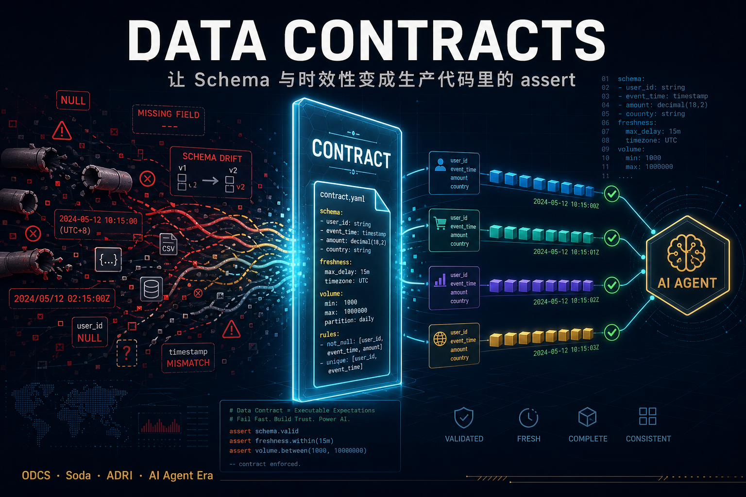 Data Contracts：当 AI Agent 把脏数据的代价放大 10 倍