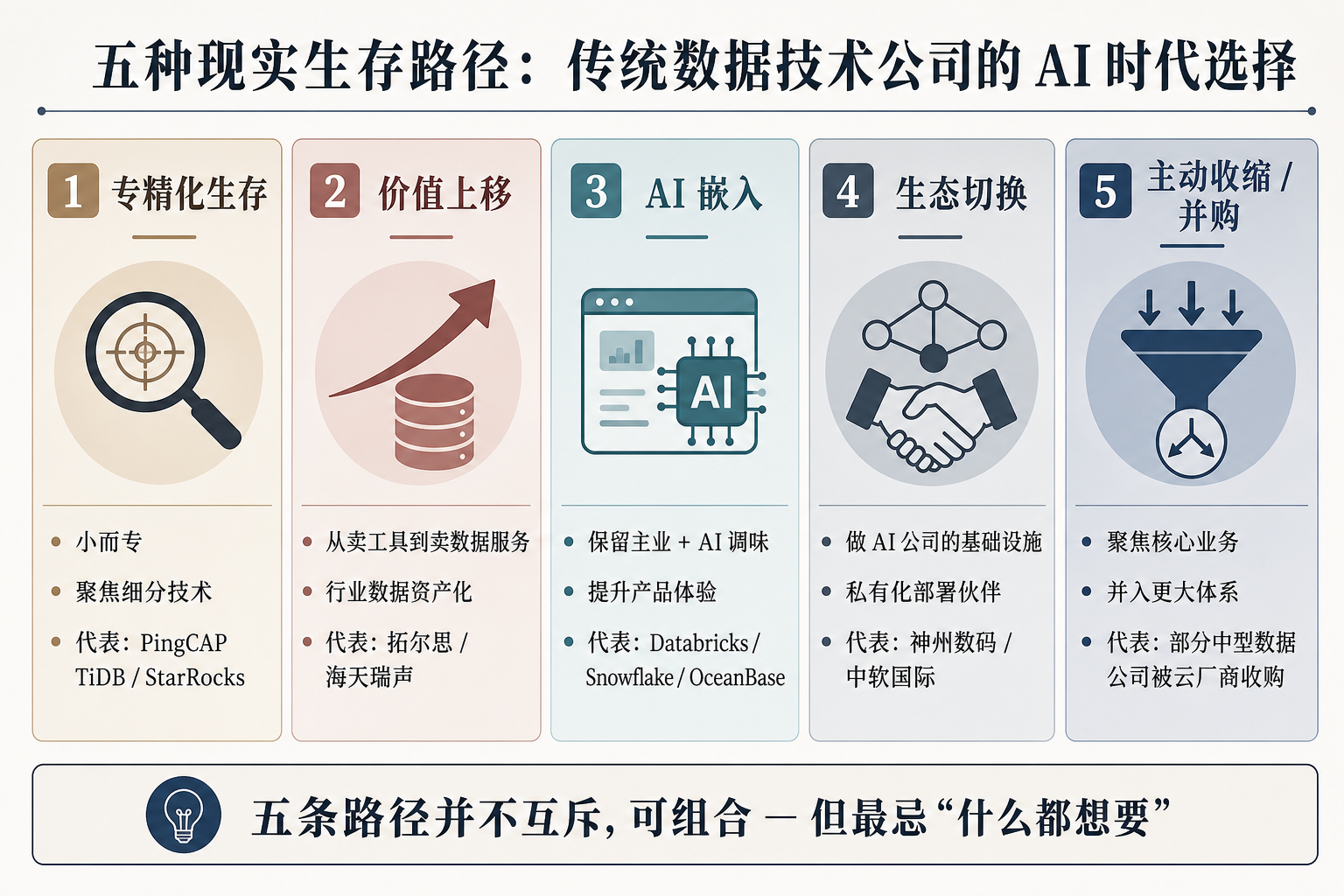 五种现实生存路径:传统数据技术公司的 AI 时代选择
