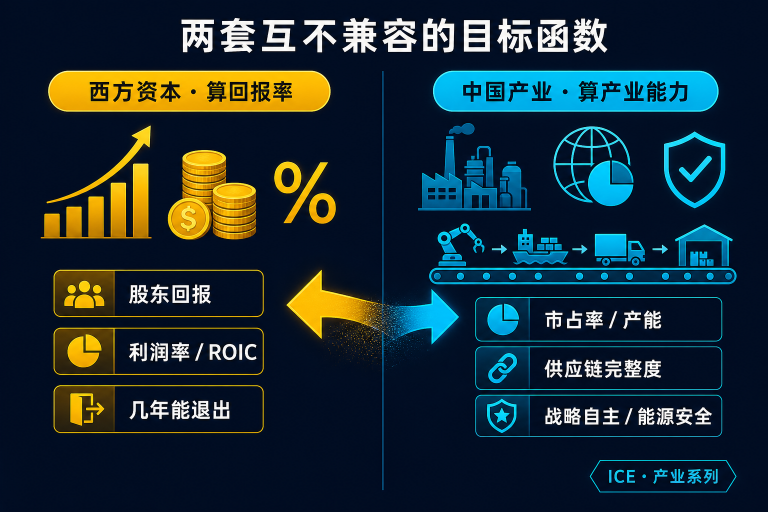 两套不同的"胜利定义"：资本回报 vs 产业能力